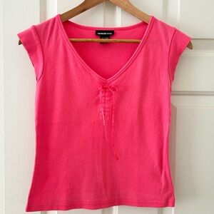 Vintage Y2K Express Jeans Tie Front Baby Tee Top 100% Cotton XS Fit Tagged Sm